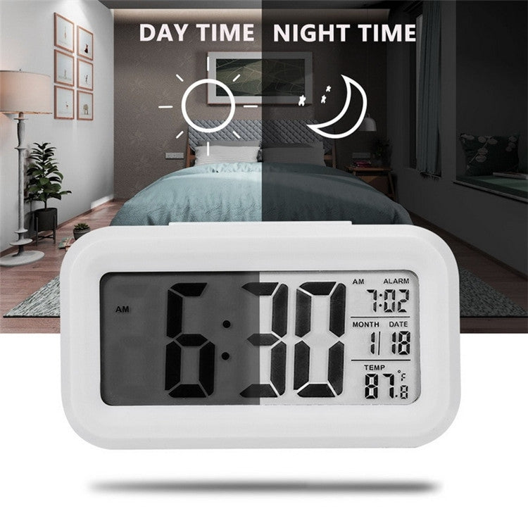 Temperature Type Lazy Snooze Alarm Mute Backlit Electronic Clock(White) - Alarm Clocks by PMC TechLife | Online Shopping South Africa | PMC TechLife | Buy Now Pay Later Mobicred