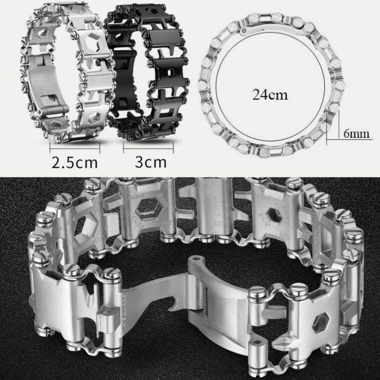 Multifunctional Stainless Steel Outdoor Survive Tool Bracelet for Men(Wide Black) - Emergency Tools by PMC TechLife | Online Shopping South Africa | PMC TechLife | Buy Now Pay Later Mobicred