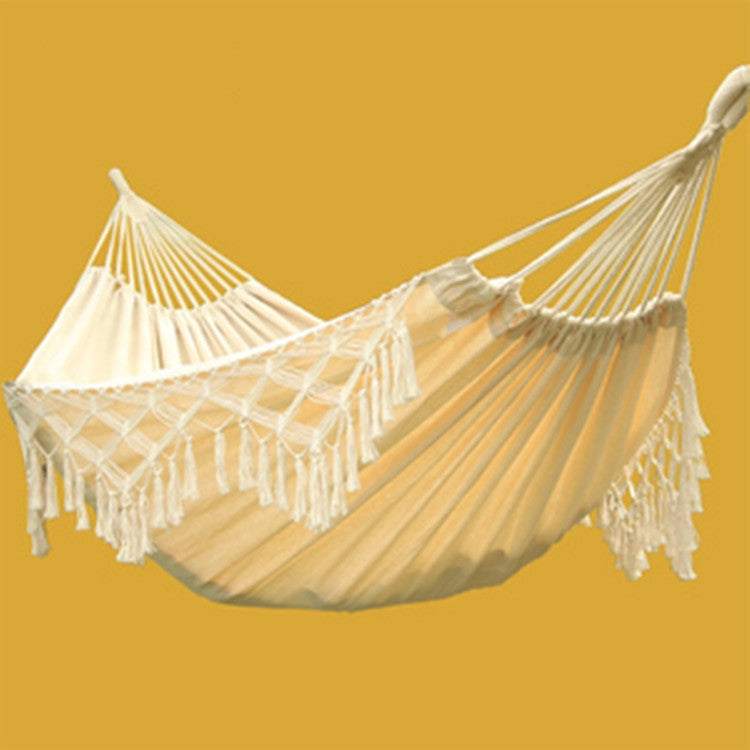 Tassel Hammock Double Canvas Hammock Outdoor Indoor Photography Props, Specification:200x150cm White - Hammocks by PMC Jewellery | Online Shopping South Africa | PMC Jewellery | Buy Now Pay Later Mobicred