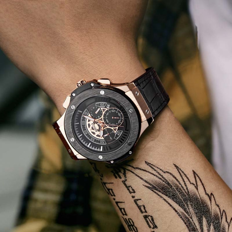 BAOGELA 1910 Multifunction Watch Outdoor Sports Calendar Quartz Mens Watch(Rose Gold Shell) - Sport Watches by BAOGELA | Online Shopping South Africa | PMC Jewellery | Buy Now Pay Later Mobicred