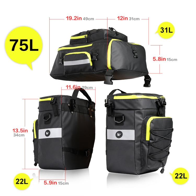 Rhinowalk Three-in-one Multifunctional Bicycle Rear Shelf Pannier Waterproof Long-distance Equipment(Full Black) - Bicycle Bags by Rhinowalk | Online Shopping South Africa | PMC Jewellery | Buy Now Pay Later Mobicred