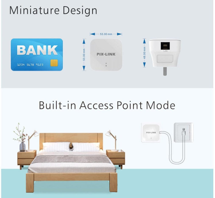 PIXLINK WR12 300Mbps WIFI Signal Amplification Enhanced Repeater, Plug Type:US Plug - free shipping - PMC TechLife - Order now!