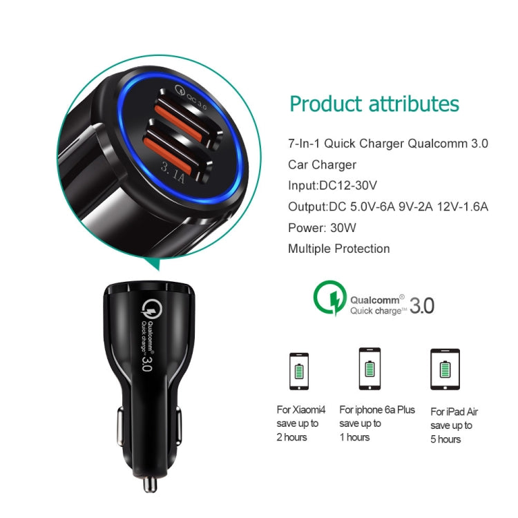 2 PCS QC3.0+3.1A Car Charger Dual USB 6A Halo Wine Bottle Fast Charge Car Charger(Elegant Black) - Car Charger by PMC Jewellery | Online Shopping South Africa | PMC Jewellery