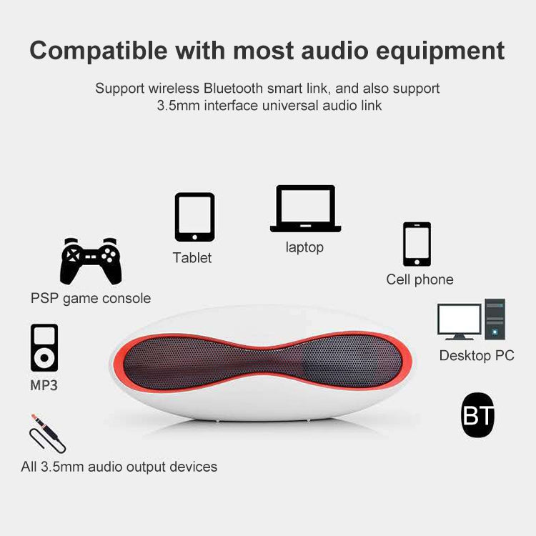 3D Stereo Mini Rugby Shape Bluetooth Speaker with TF Card Slot(White) - free shipping - PMC TechLife - Order now!