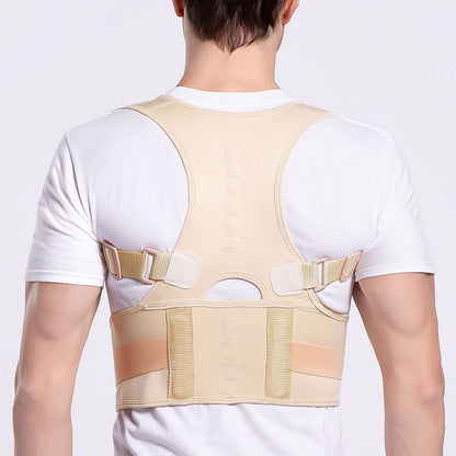 Male Female Adjustable Magnetic Posture Corrector Corset Back Men Brace Back Shoulder Belt Lumbar Support Straight, Size:M (Skin Color) - Corrector by PMC Jewellery | Online Shopping South Africa | PMC Jewellery