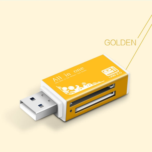Multi in 1 Memory SD Card Reader for Memory Stick Pro Duo Micro SD,TF,M2,MMC,SDHC MS Card(Gold) -  by PMC Jewellery | Online Shopping South Africa | PMC Jewellery