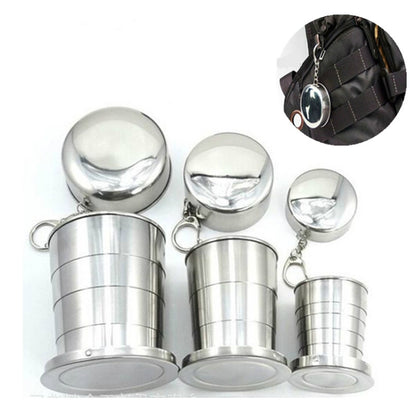 Stainless Steel Camping Folding Cup Traveling Outdoor Camping Hiking Mug Portable Collapsible Cup L 250ML - Cookwares & Tablewares by PMC Jewellery | Online Shopping South Africa | PMC Jewellery