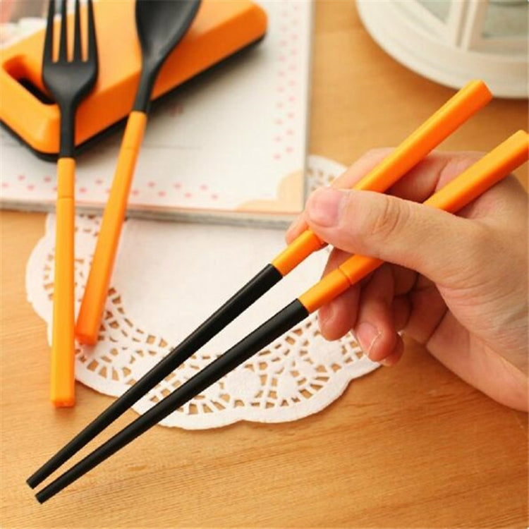 3 in 1 ABS Folding Dinnerware Cutlery Fork Chopsticks Set with Storage Box Outdoor Camping Hiking Traveling Tableware Set(Orange) - Cookwares & Tablewares by PMC Jewellery | Online Shopping South Africa | PMC Jewellery