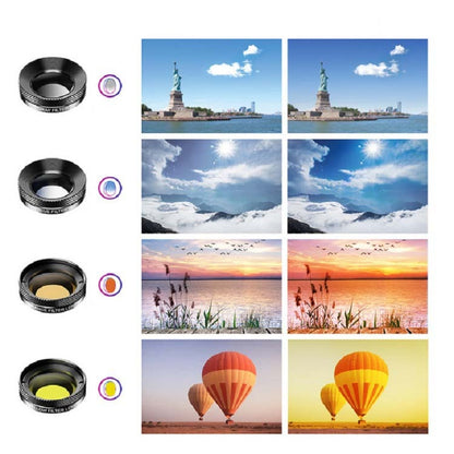 APEXEL APL-DG11 11 in 1 Multifunctional Fisheye Wide-angle Macro Polarized Starlight Gradient Filter Set Universal Mobile Phone Lens Set - Macro & Wide-angle by APEXEL | Online Shopping South Africa | PMC Jewellery