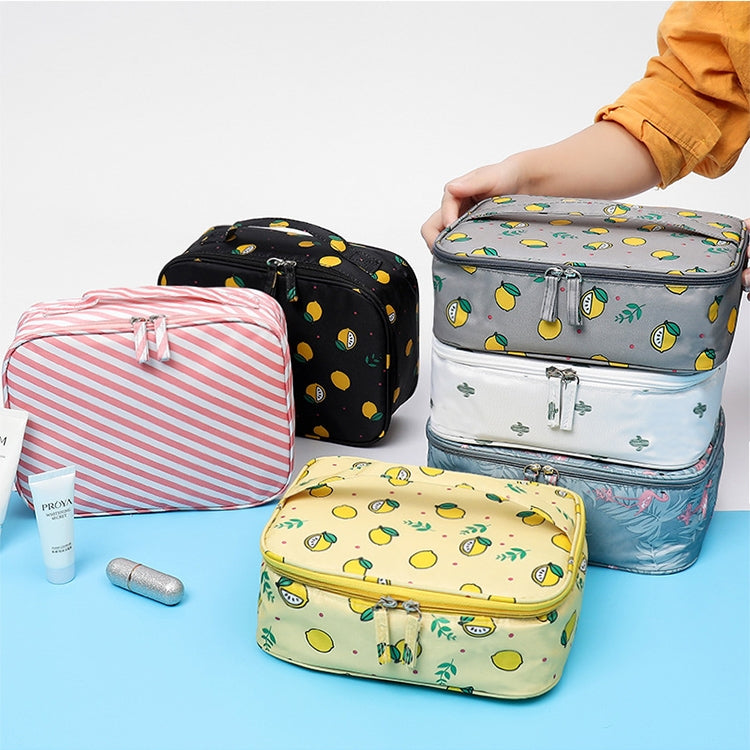 Large Capacity Portable Lady Waterproof Padded Travel Cosmetic Bag Beautician Storage Bags Women Makeup Bag(Style B Yellow Lemon) - Storage Boxes by PMC Jewellery | Online Shopping South Africa | PMC Jewellery