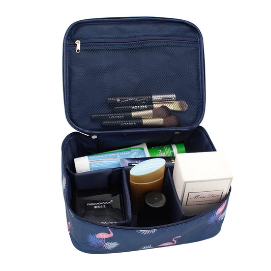 Large Capacity Portable Lady Waterproof Padded Travel Cosmetic Bag Beautician Storage Bags Women Makeup Bag(Style B Blue Flamingo) - Storage Boxes by PMC Jewellery | Online Shopping South Africa | PMC Jewellery