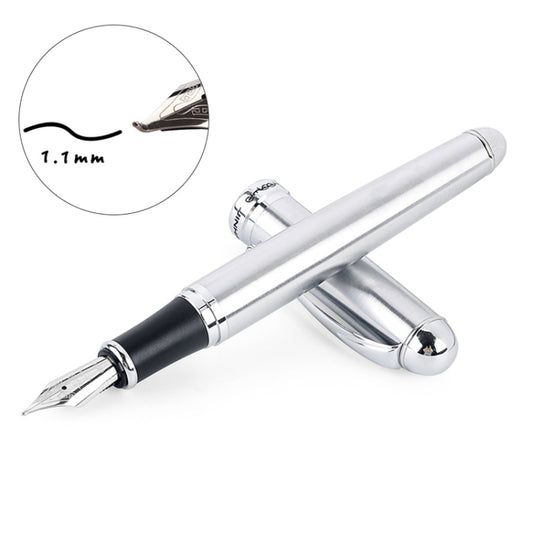 X750 Stationery Stainless Steel Fountain Pen Medium Nib Ink Pens School Oiifice Gift, Nib Size:1.1mm(Silver) - Fountain Pens by PMC Jewellery | Online Shopping South Africa | PMC Jewellery
