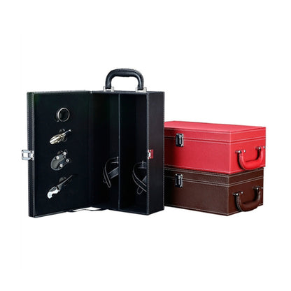 Wine Gift Box Double Stick with Tools Wine Gift Box Leather Box(Brown) - Storage Boxes by PMC Jewellery | Online Shopping South Africa | PMC Jewellery