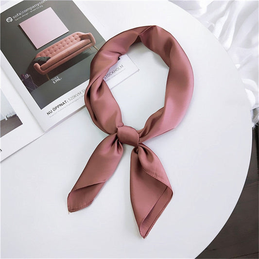 Soft Imitated Silk Fabric Solid Color Small Square Scarf Professional Silk Scarf for Women, Length: 70cm(Deep Pink) - Scarf by PMC Jewellery | Online Shopping South Africa | PMC Jewellery