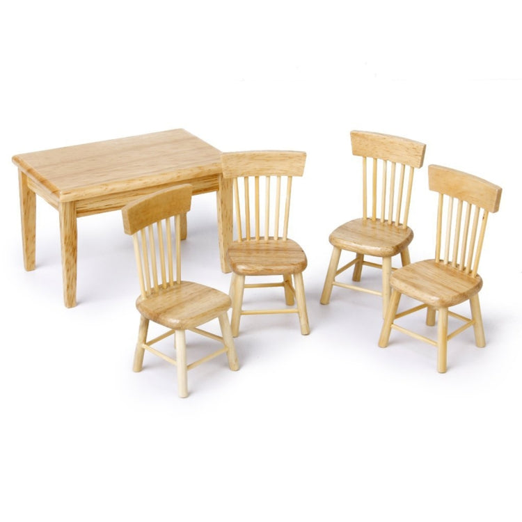 5 PCS / Set 1:12 Mini Dollhouse Furniture Wooden Dining Table Chair Set Pocket Toy(Wood) - Pretend Play Toys by PMC Jewellery | Online Shopping South Africa | PMC Jewellery