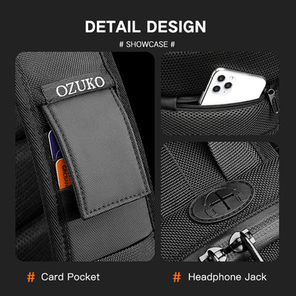 Ozuko 9357 Men Waterproof Oxford Cloth Anti-Theft Shoulder Messenger Bag with External USB Charging Port(Black) - Crossbody Bags by Ozuko | Online Shopping South Africa | PMC Jewellery | Buy Now Pay Later Mobicred