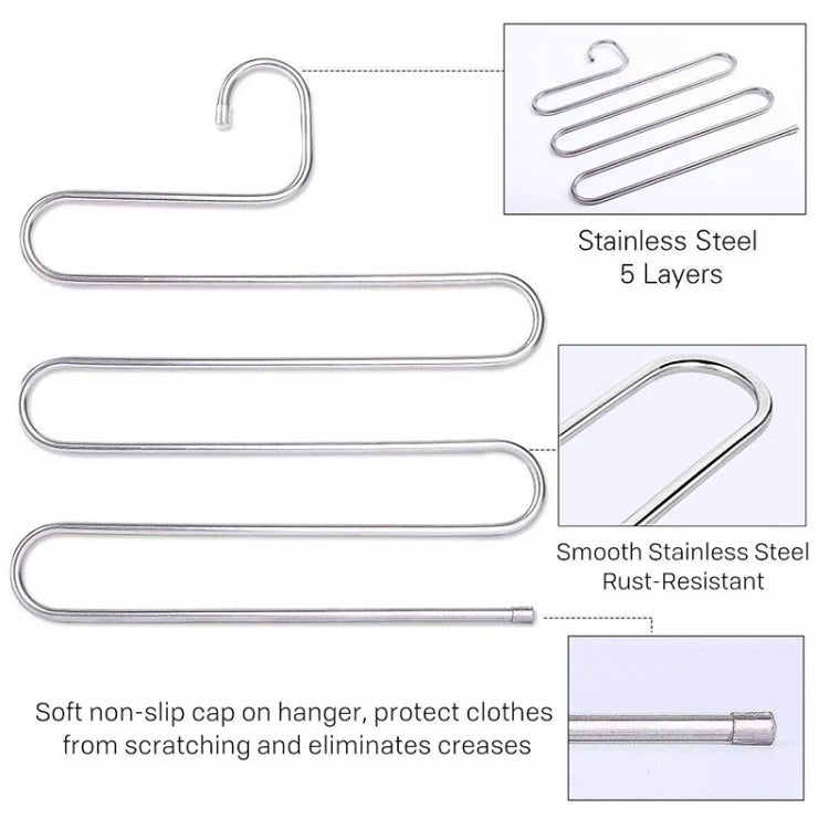 5 Layers S Shape Multi-Functional Clothes Hangers Pants Storage Hangers - Shelf & Hooks by PMC TechLife | Online Shopping South Africa | PMC TechLife
