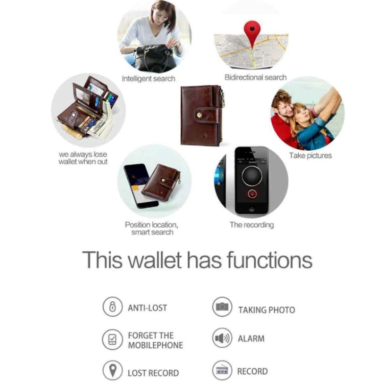 Men Leather Wallet Smart Bluetooth Antimagnetic RFID Anti-Lost Anti-Theft Multi-Function Coin Purse - Antimagnetic RFID Package by PMC Jewellery | Online Shopping South Africa | PMC Jewellery | Buy Now Pay Later Mobicred