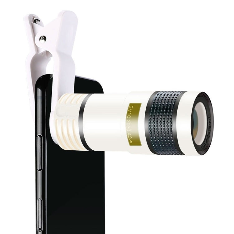 2 PCS 12X Telephoto Telescope Camera Zoom Mobile Phone External Lens(White) - Telescope & Microscope by PMC Jewellery | Online Shopping South Africa | PMC Jewellery