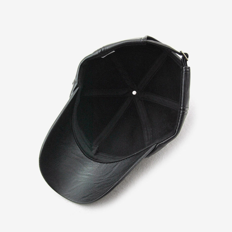 Outdoor Leisure Baseball Hat PU Leather Warm Peaked Cap, Size:Free Size(Black) - Peaked Cap by PMC Jewellery | Online Shopping South Africa | PMC Jewellery