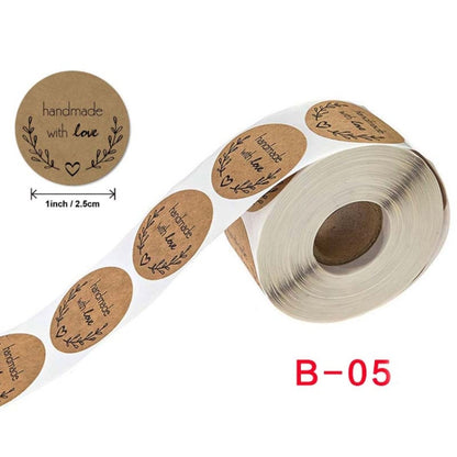 Kraft Paper Sealing Stickers Handmade Baking Labels Holiday Gift Packaging Decoration, Size: 2.5cm/1inch(B-05) - Sticker & Tags by PMC Jewellery | Online Shopping South Africa | PMC Jewellery