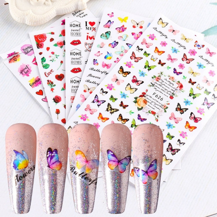 10pcs 3D Adhesive Butterfly Retro Rose Color Nail Art Sticker(F-668) - Nail Stickers by PMC Jewellery | Online Shopping South Africa | PMC Jewellery