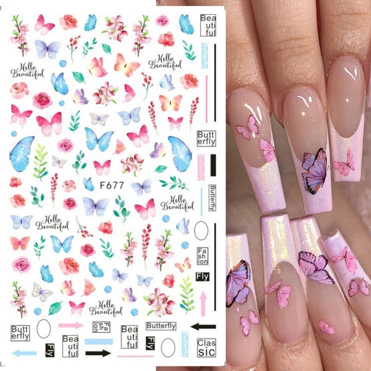 10pcs 3D Adhesive Butterfly Retro Rose Color Nail Art Sticker(F-672) - Nail Stickers by PMC Jewellery | Online Shopping South Africa | PMC Jewellery