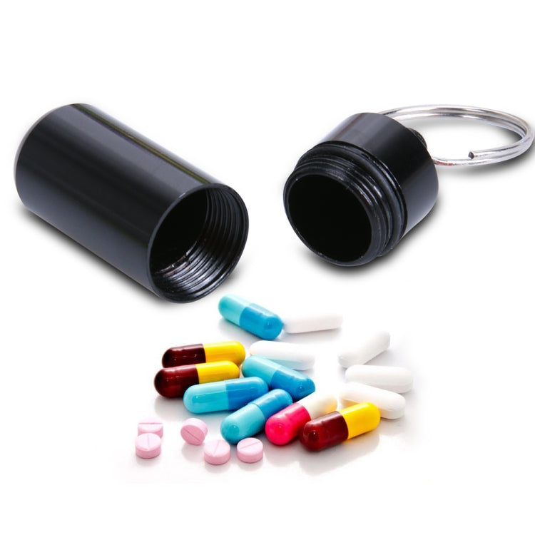 10pcs Portable Sealed Waterproof Aluminum Alloy First Aid Pill Bottle with Keychain(Black) - Emergency Tools by PMC Jewellery | Online Shopping South Africa | PMC Jewellery