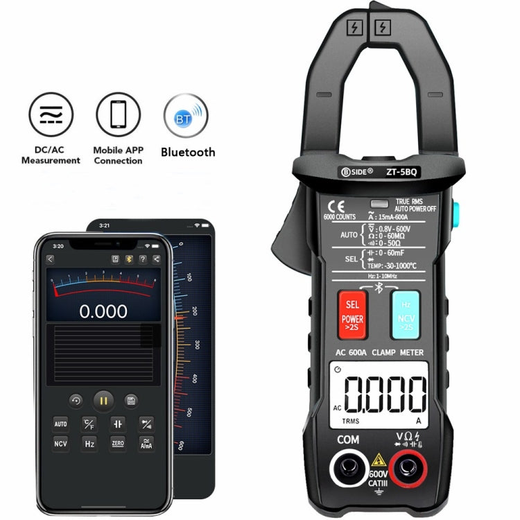 BSIDE  Bluetooth 5.0 6000 Words High Precision Smart AC Clamp Meter, Specification: ZT-5BQ+C3140 Clip - Digital Multimeter by BSIDE | Online Shopping South Africa | PMC Jewellery | Buy Now Pay Later Mobicred