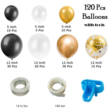 Classic Black Gold Latex Balloon Set Birthday Party Balloon Chain Room Decoration Set - Balloons by PMC Jewellery | Online Shopping South Africa | PMC Jewellery