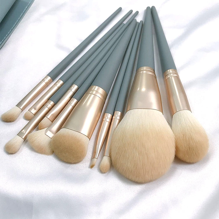 10 PCS / Set Makeup Brush Corn Silk Fiber Hair Loose Powder Brush Face And Eye Makeup Brush, Style:With Green Cylinder - Makeup Brushes by PMC Jewellery | Online Shopping South Africa | PMC Jewellery