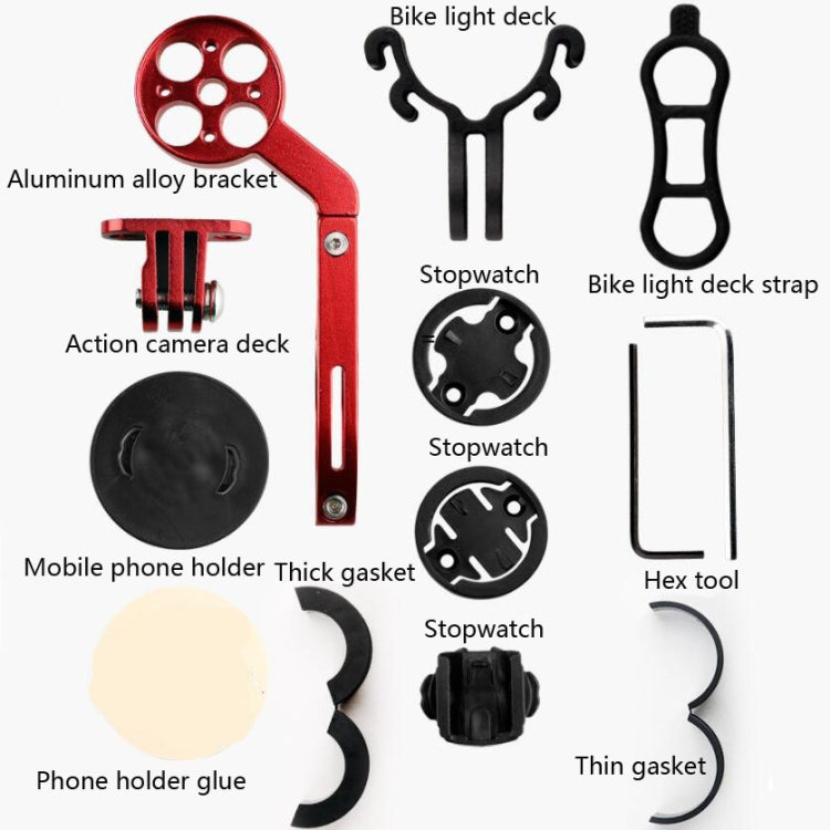 Bicycle Mountain Bike Aluminum Alloy Code Table Stand Universal Code Table Extension Flashlight Bracket(Black) - Holders by PMC TechLife | Online Shopping South Africa | PMC TechLife