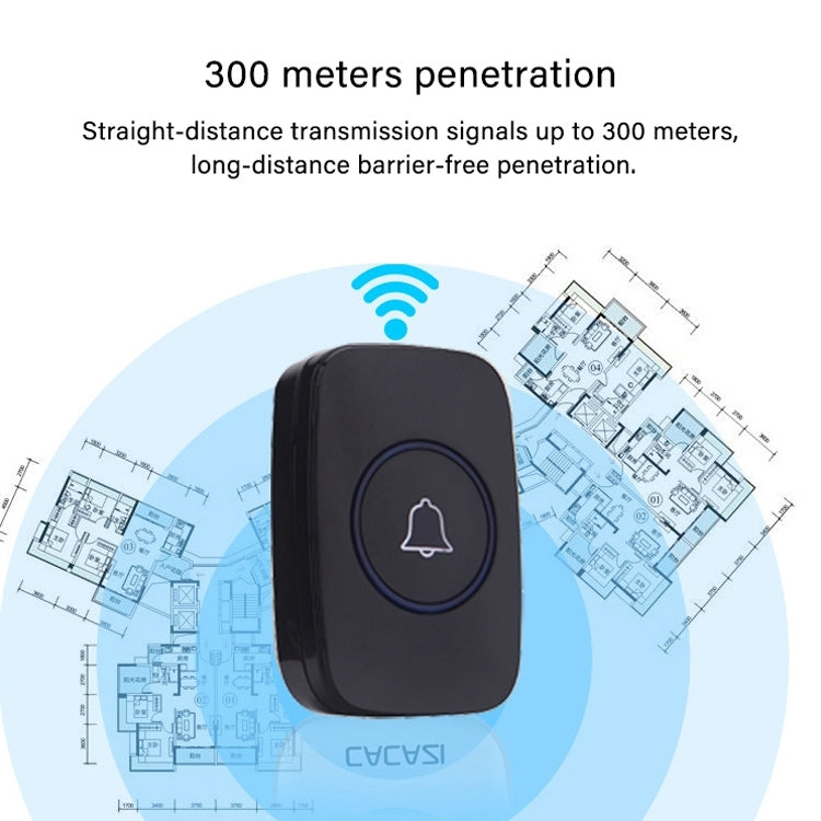 CACAZI A10 300m Long Range No Battery Waterproof LED Light Smart Wireless Doorbell - Wireless Doorbell by CACAZI | Online Shopping South Africa | PMC Jewellery | Buy Now Pay Later Mobicred