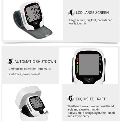 Wrist Type Electronic Blood Pressure Monitor Home Automatic Wrist Type Blood Pressure Measurement, Style: Live Voice Broadcast(White English) - Sphygmomanometer by PMC Jewellery | Online Shopping South Africa | PMC Jewellery