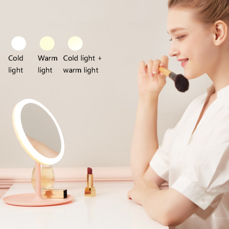 Make-Up Mirror With LED Light Fill Light Dormitory Desktop Dressing Small Mirror Girl Folding And Portable Mirror, Colour: White Rechargeable Three-color Light - Mirror by PMC Jewellery | Online Shopping South Africa | PMC Jewellery