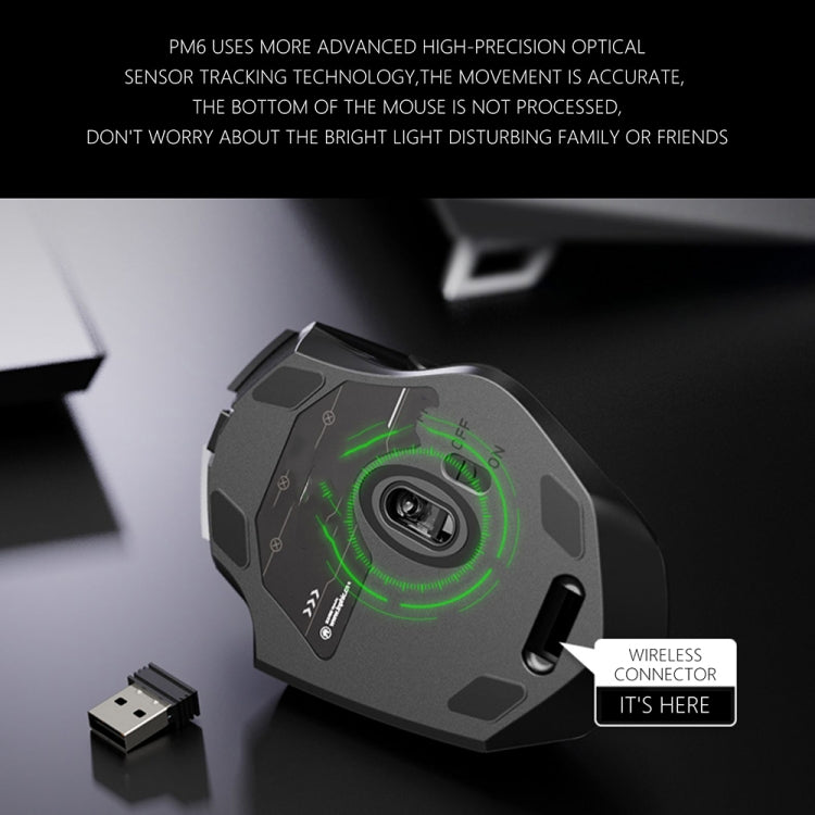 Inphic PM6 6 Keys 1000/1200/1600 DPI Home Gaming Wireless Mechanical Mouse, Colour: Black Wireless Charging Silent Version - Wireless Mice by Inphic | Online Shopping South Africa | PMC TechLife | Buy Now Pay Later Mobicred