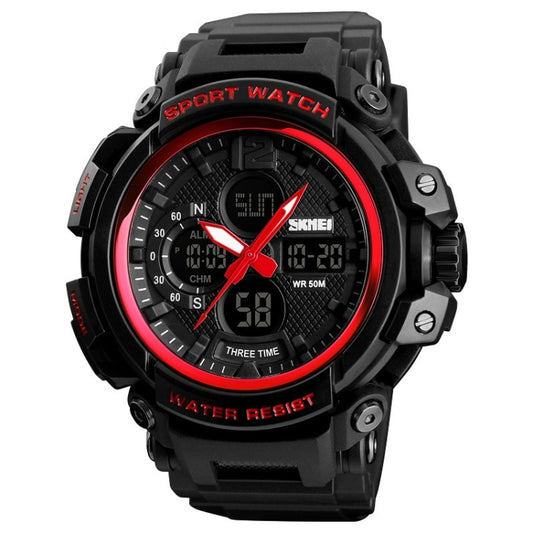 SKMEI 1343 Men Outdoor Sports Waterproof Watch Student Digital Watch(Red Black) - Leather Strap Watches by SKMEI | Online Shopping South Africa | PMC Jewellery | Buy Now Pay Later Mobicred