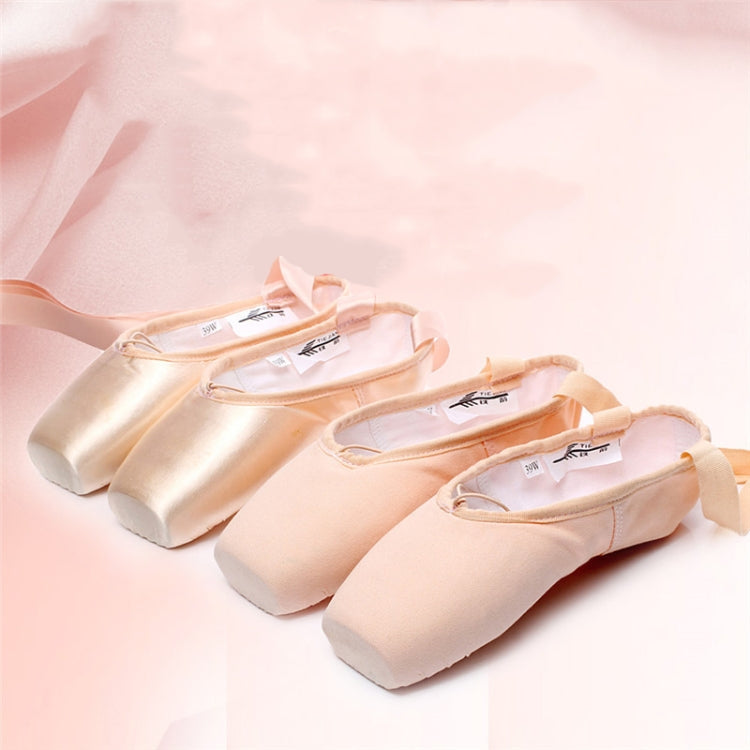 Ballet Lace Pointe Shoes Professional Flat Dance Shoes, Size: 32(Satin Nude) - Yoga Socks & Shoes by PMC Jewellery | Online Shopping South Africa | PMC Jewellery