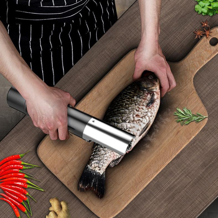 Electric Fish Scale Scraper Household Automatic Wireless Scraping Tool CN Plug Black Single Battery+Cutter Head - free shipping - PMC TechLife - Order now!