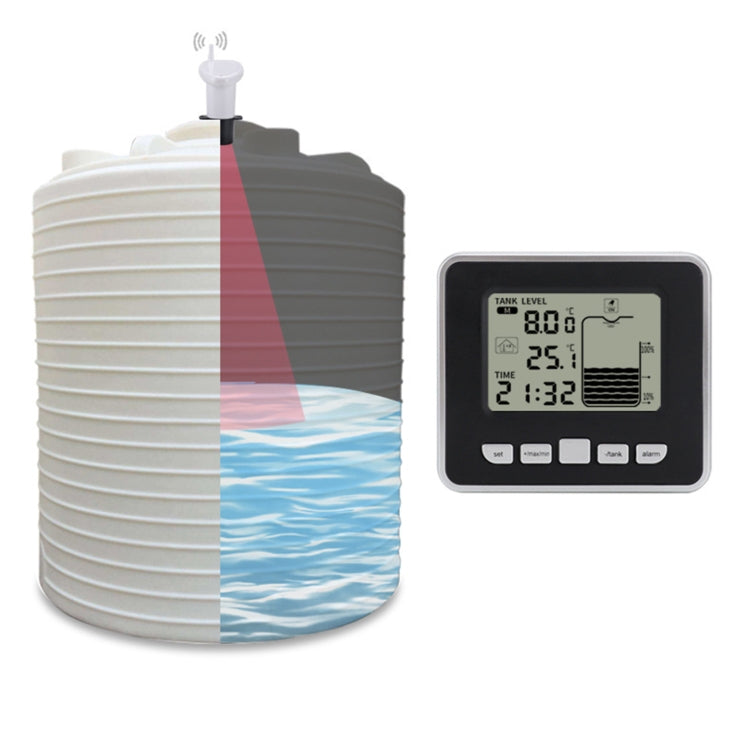 TS-FT002 Multifunctional Ultrasonic Electronic Water Tank Level Gauge With Indoor Temperature Thermometer Clock Display Water Level Gauge - Water Leakage Alarm by PMC Jewellery | Online Shopping South Africa | PMC Jewellery