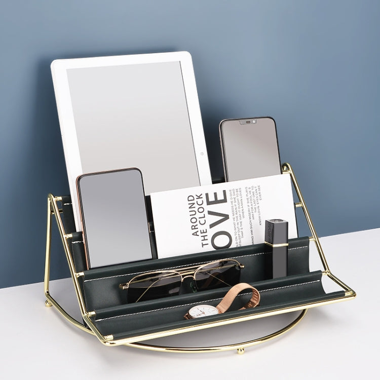 Desktop Racks Multi-Layer Wrought Iron Leather Storage Tray Keys Sundries Tablet Computers Watches Organize Creative Ornaments, Colour: Blue Large - free shipping - PMC TechLife - Order now!