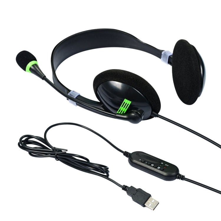 Computer USB Interface Headphone Aviation Headset with Microphone - Multimedia Headset by PMC TechLife | Online Shopping South Africa | PMC TechLife