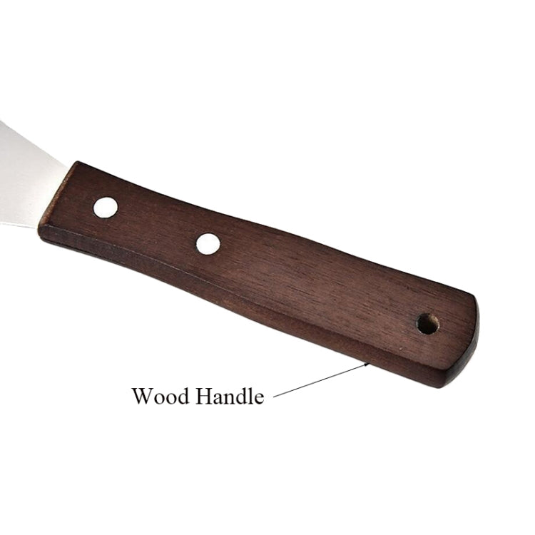 3 PCS Wooden Handle Spatula Baking Stainless Steel Cake Straight Knife(With Hole Curved Section 8 Inch) - Baking Pastry Tools by PMC TechLife | Online Shopping South Africa | PMC TechLife
