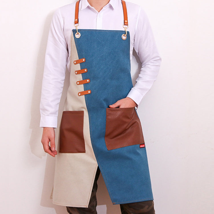 Denim Apron Barber Milk Tea Shop Waiter Overalls(Green-yellow Hook Strap) - Aprons & Caps by PMC TechLife | Online Shopping South Africa | PMC TechLife