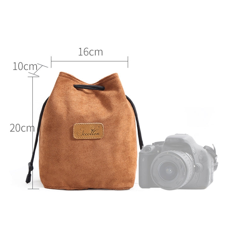 S.C.COTTON Liner Shockproof Digital Protection Portable SLR Lens Bag Micro Single Camera Bag Square Khaki M - Lens Bag by S.C.COTTON | Online Shopping South Africa | PMC Jewellery