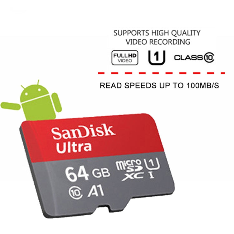 SanDisk A1 Monitoring Recorder SD Card High Speed Mobile Phone TF Card Memory Card, Capacity: 64GB-100M/S - Micro SD Card by SanDisk | Online Shopping South Africa | PMC Jewellery