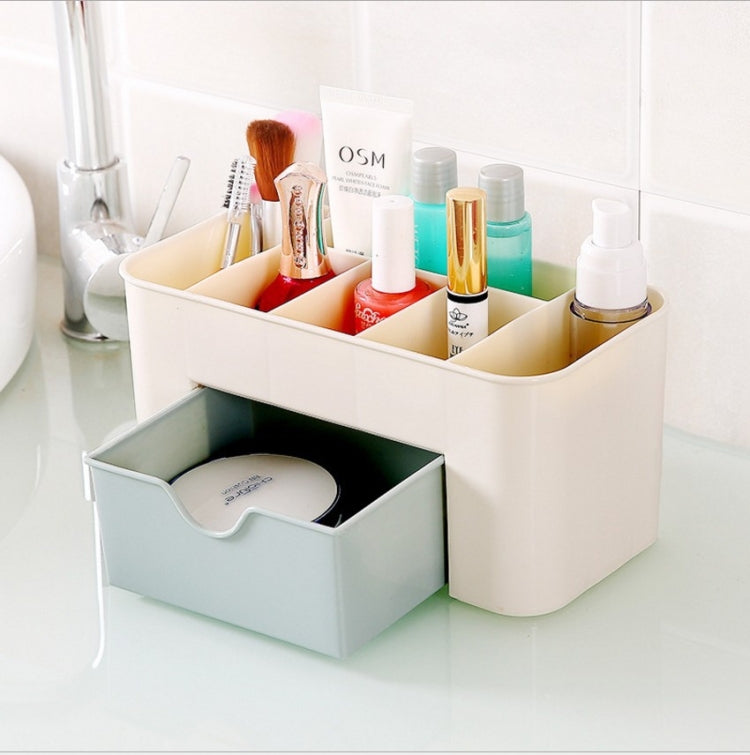 Jewelry And Cosmetics Storage Box Drawer Type Plastic Desktop Rack(Blue) - free shipping - PMC TechLife - Order now!