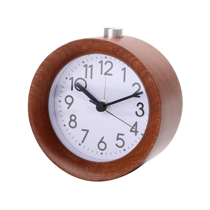 Solid Wood Silent Snooze Alarm Clock with Pointer(Round Dark) - Alarm Clocks by PMC Jewellery | Online Shopping South Africa | PMC Jewellery
