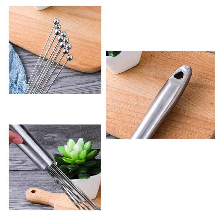 2 PCS Manual Whisk Stainless Steel Glass Bead Egg Whisk Kitchen Household Hand-Held Baking Tools Type B 10 Inch - Stirrer & Squeezer by PMC TechLife | Online Shopping South Africa | PMC TechLife