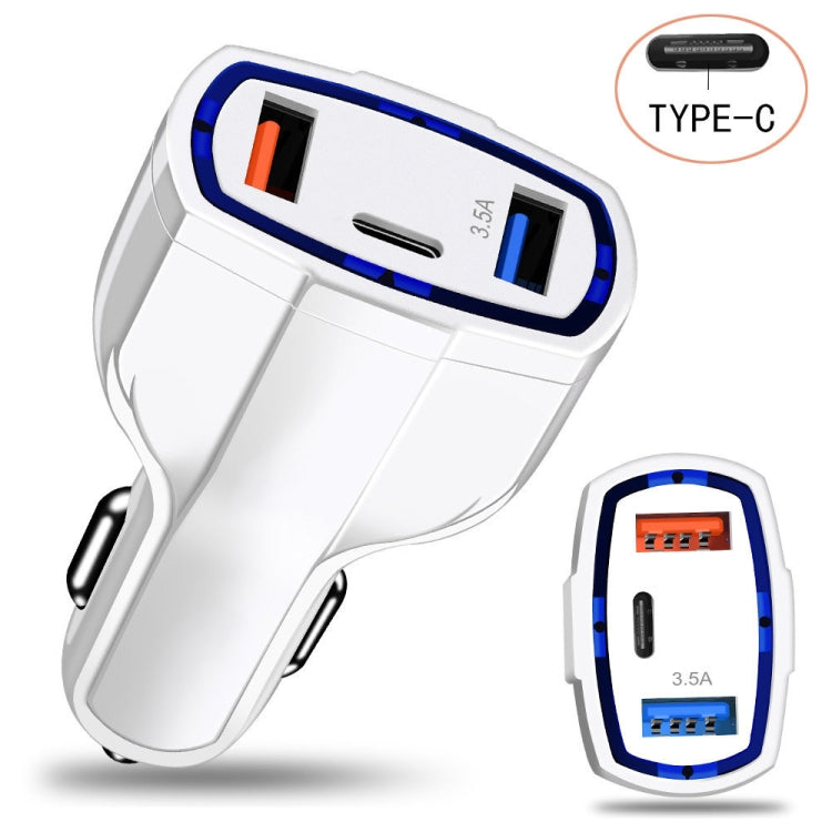 2 PCS QC3.0 Fast Charge Car Charger 3.5A Dual USB With Type-C Interface Output Car Charger(Black) - Car Charger by PMC TechLife | Online Shopping South Africa | PMC TechLife